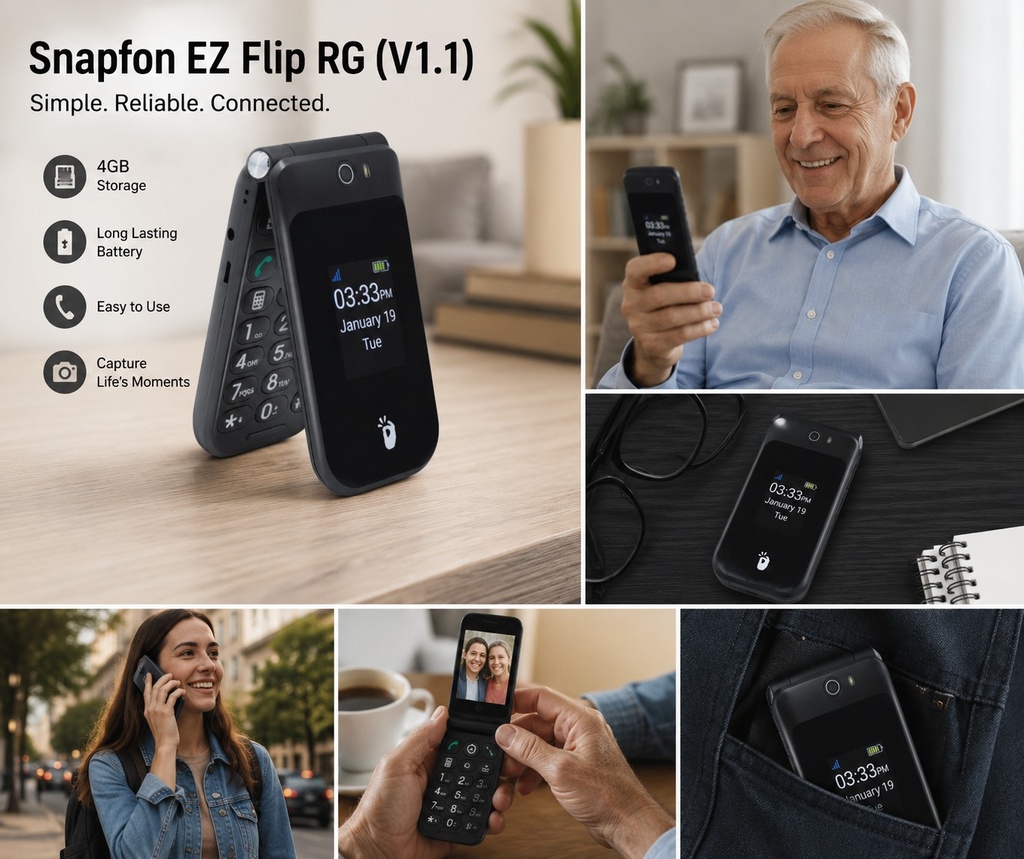Snapfon EZ Flip RG (V1.1) 4GB Black - [New]