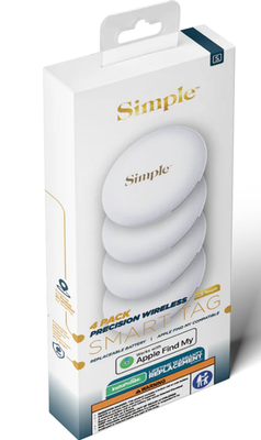Simple Smart Tag / 4 Pack (Tracker - Works With Apple Find My)