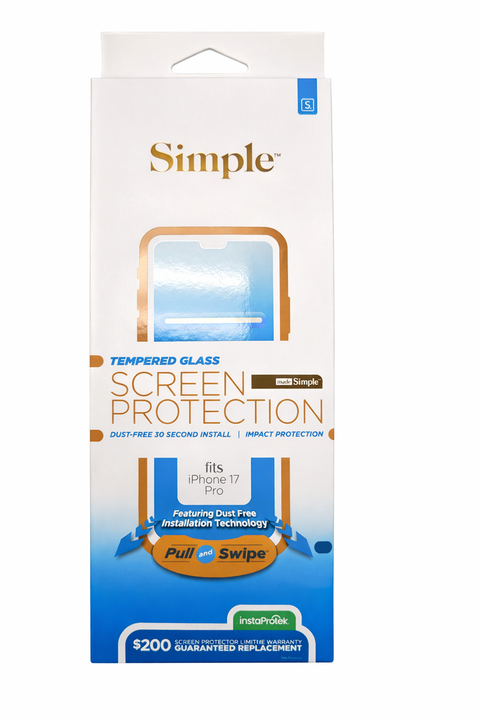 Simple Tempered Glass Screen Protection For Iphone 17 Pro (Only)