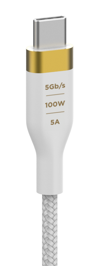 Simple 6 Ft - (Usb 3.2 - 5amp) Usb-C Cable With Usb-C Connector, Tough-Knit Braided Usb-C Cord, White