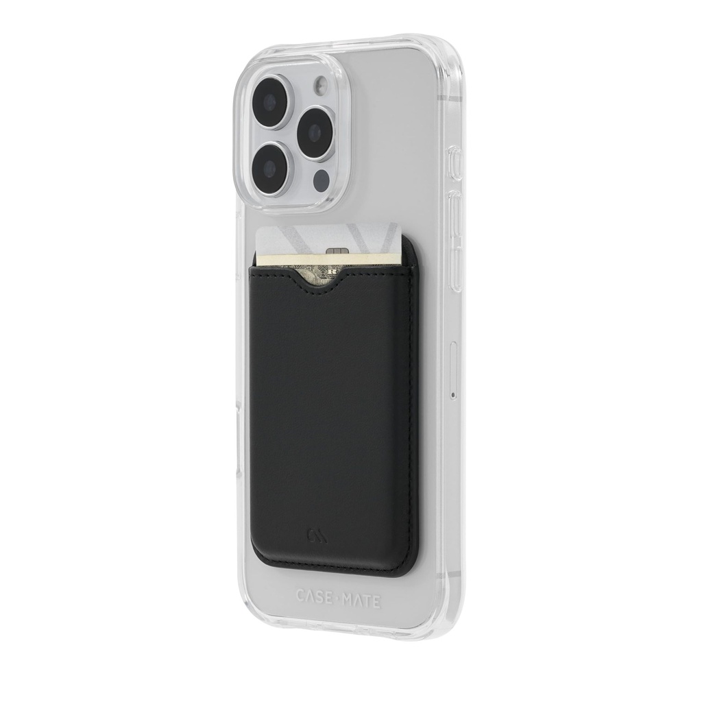 Case-Mate – Magnetic Wallet/Card Holder - Designed For Magsafe Compatible Iphones And Cases – Made With Vegan Leather, Holds Up To 3 Cards & Cash, Black