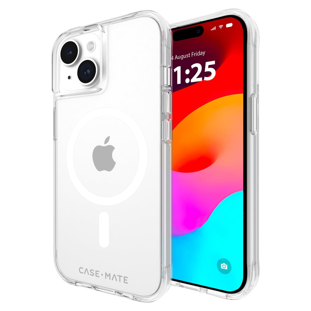 Case-Mate Tough Iphone 15 Case - Clear [12ft Drop Protection] [Compatible With Magsafe] Magnetic Phone Case For Iphone 15 6.1", Shock Absorbent Cover With Anti Yellowing, Anti Scratch Technology