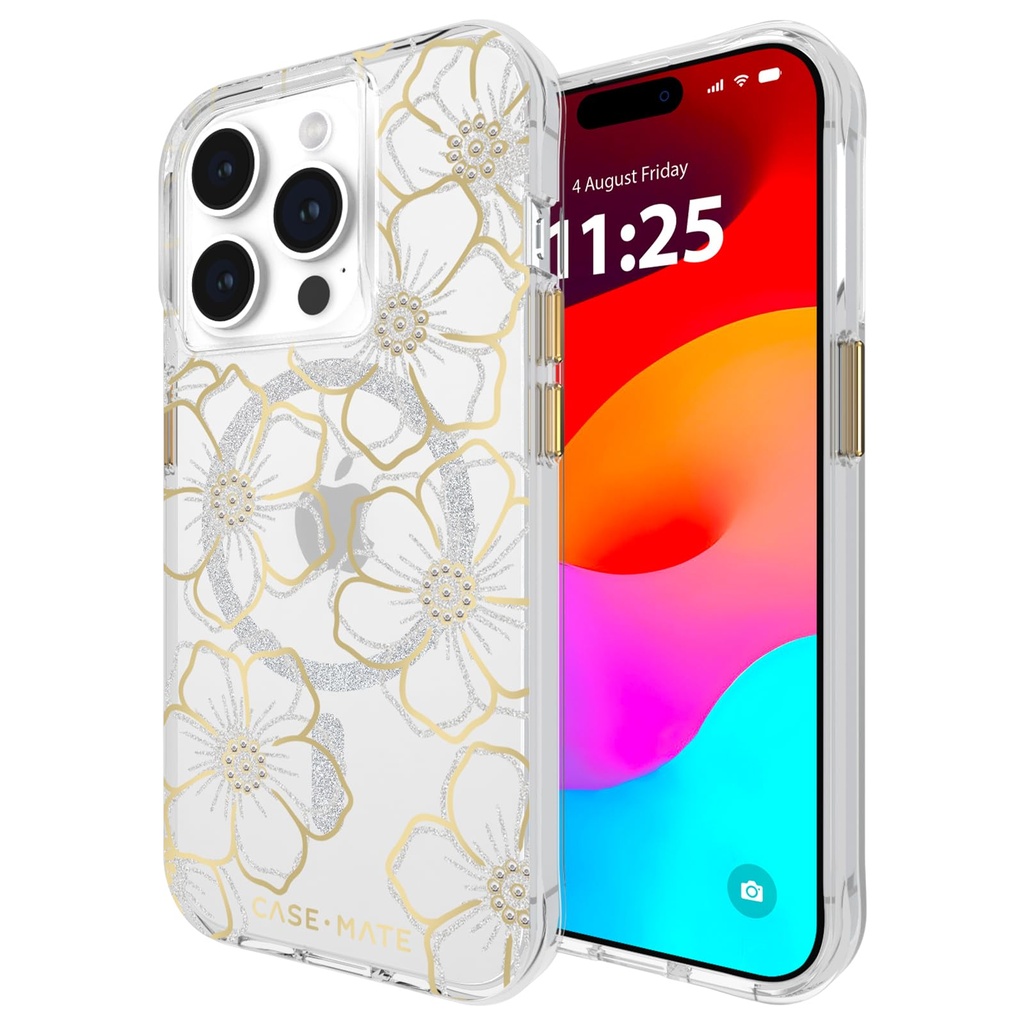 Case-Mate iPhone 15 Pro Case - Floral Gems Magnetic Cover