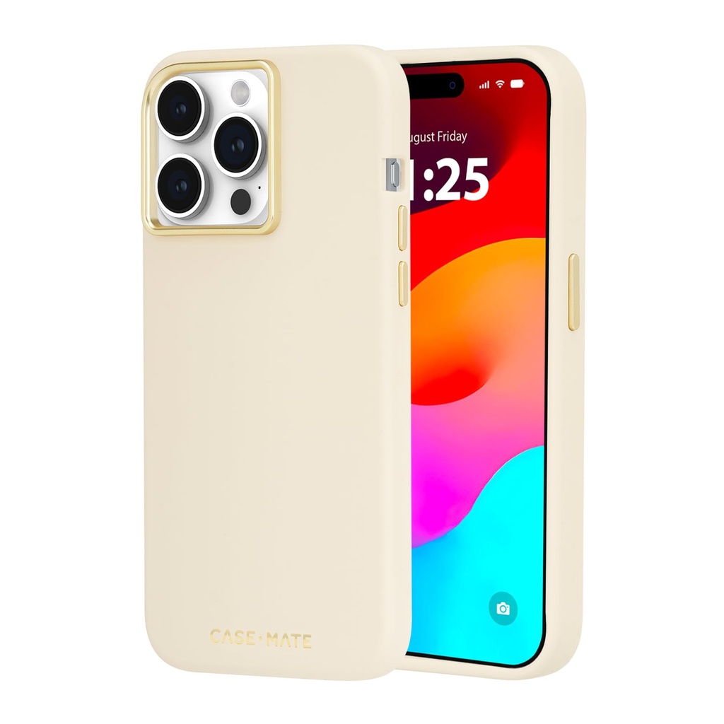 Case-Mate Iphone 15 Pro Max Case - Silicone Beige [12ft Drop Protection] [Compatible With Magsafe] Magnetic Cover With Soft Silicone Material For Iphone 15 Pro Max 6.7", Anti-Scratch, Shockproof