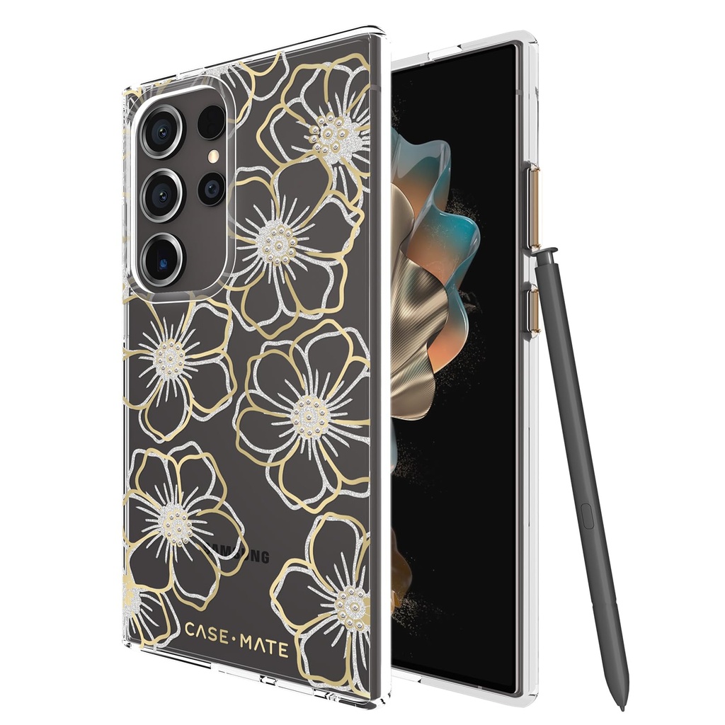 Case-Mate Samsung Galaxy S24 Ultra Case [6.8"] [12ft Drop Protection] [Wireless Charging] Floral Gems Phone Case For Samsung Galaxy S24 Ultra - Cute Bling Sparkle, Anti-Scratch Tech, Shockproof, Slim