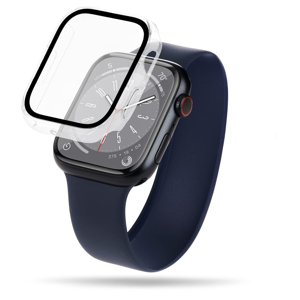 Case-Mate Apple Watch Case W/Built In Apple Watch Series 6 5 4 Tempered Glass Screen Protector [44mm] Ultra Clear 9h Tempered Glass & Tough Clear Bumper Iwatch/Apple Watch Case For Series 4 5 6 Se