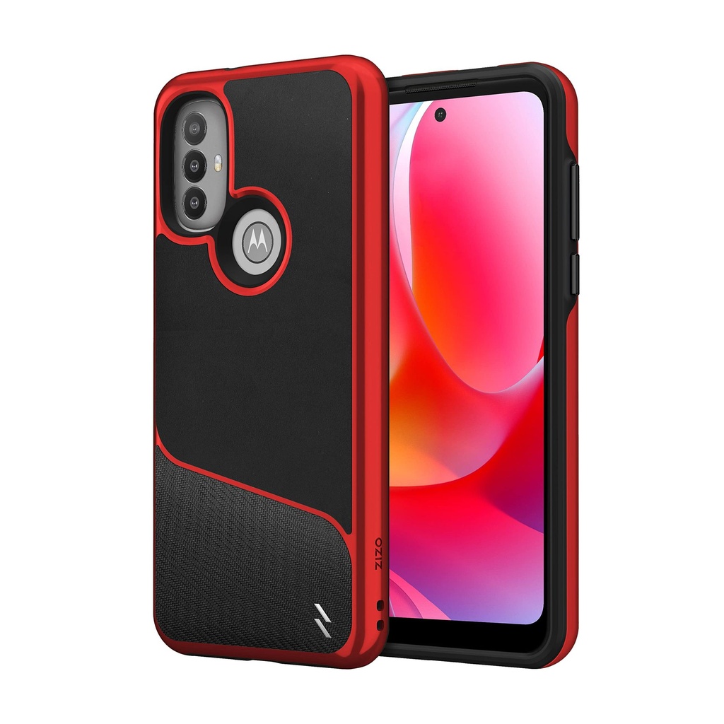 Zizo Division Series For Moto G Power 2022 Case - Sleek Modern Protection - Black & Red