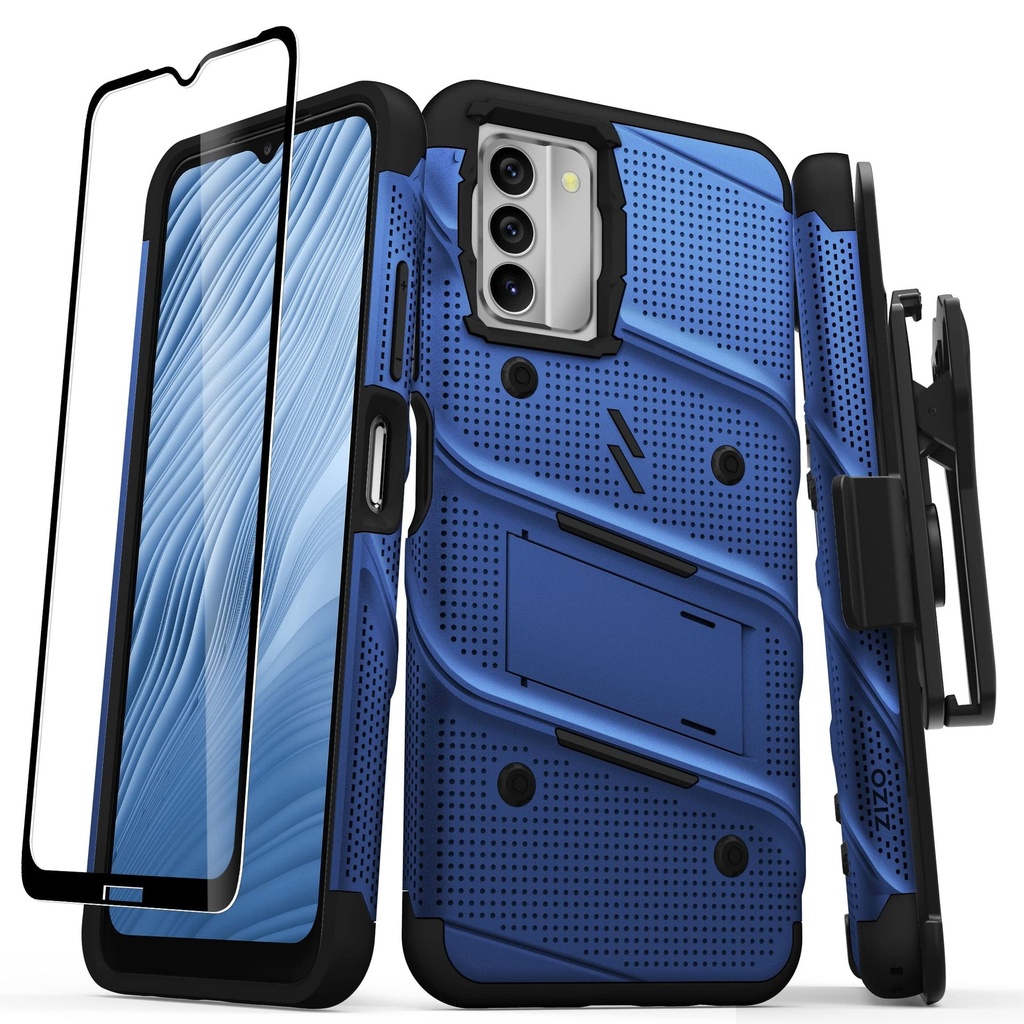 Zizo Bolt Bundle For Nokia G400 5g Case With Screen Protector Kickstand Holster Lanyard - Blue