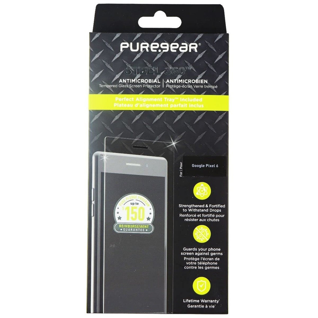 Puregear Steel 360 Series Tempered Glass With Alignment Tray For Google Pixel 6
