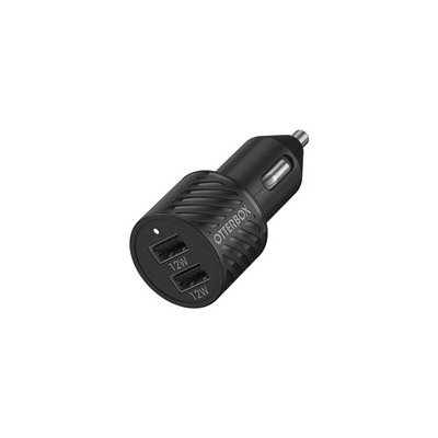 [840104219010] OtterBox Usb-A Dual Port Car Charger, 24w Combined - Black