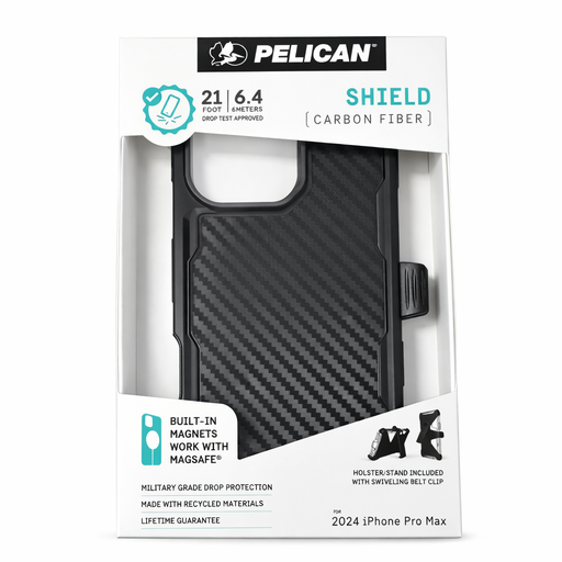 [840171740943] Pelican Shield Apple Iphone 16 Pro Max Magsafe Compatible Case And Holster - Carbon
