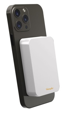 [810135810913] Simple 5,000mah Magnetic Wireless Charging Battery - White