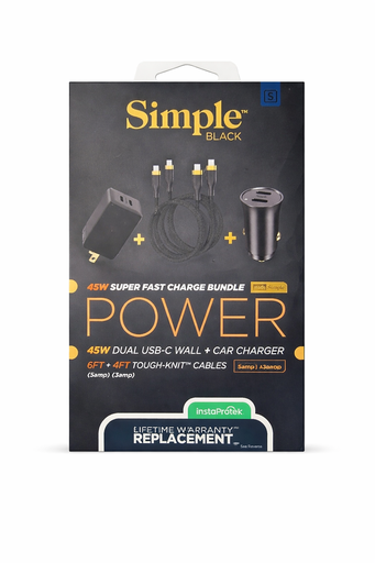 [810135819435] Simple Black 45w Super Fast Charge Bundle