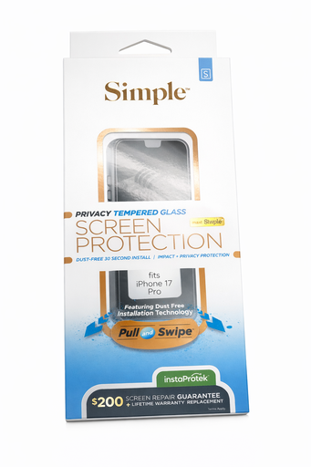 [810135819336] Simple Privacy Tempered Glass Screen Protector For Iphone 17 Pro (Only)