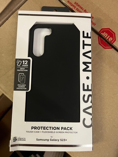 [840171726329] Case-Mate Samsung Galaxy S23+ Case Cover With Tempered Glass Screen Protector - Black, 10ft Drop Protection, Wireless-Charging Compatible Phone Case And Anti-Fingerprint Screen Guard