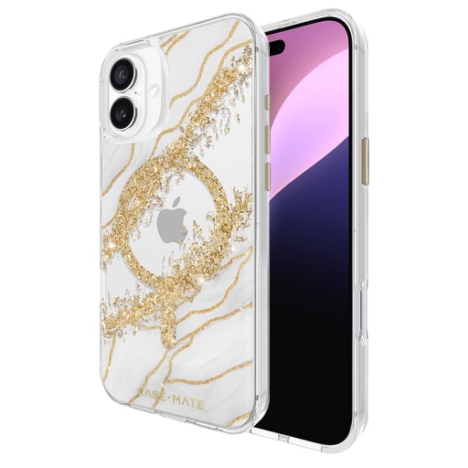 [840171741711] Case-Mate Iphone 16 Plus Case [Compatible With Magsafe] - Stylish Marble Phone Case With 12ft Drop Protection - Premium Magnetic Cover For Iphone 16 Plus - Karat Granite