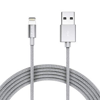[810032991173] Pure Gear Braided Metallic Charge-Sync Cable For Apple Lightning Devices, Usb-A To Lightning 4 Ft