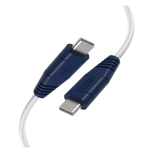 [097738606499] Elixage Usb 2.0 Usb-C To Usb-C 10 Foot Nylon Braided Fast Charging Cable, Navy/White
